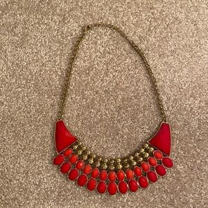 Elegant Red and Gold Statement Necklace